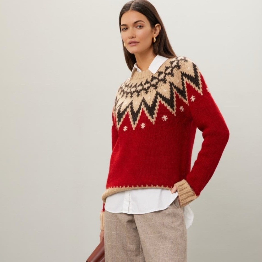 Polo Ralph Lauren Fair Isle Red Wool Alpaca Blend Sweater Size Large